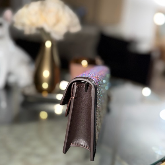 Bejeweled Brown Embellished Women's crossbody chain mini Bag - Picture 5 of 11